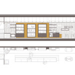 Secció longitudinal. Projecte de reforma, interiorisme i disseny 3D: 2009 - Reforma interior de local / Fleca pastisseria Forn del Progrés a Terrassa