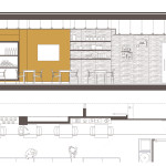 Secció longitudinal. Projecte de reforma, interiorisme i disseny 3D: 2009 - Reforma interior de local / Fleca pastisseria Forn del Progrés a Terrassa