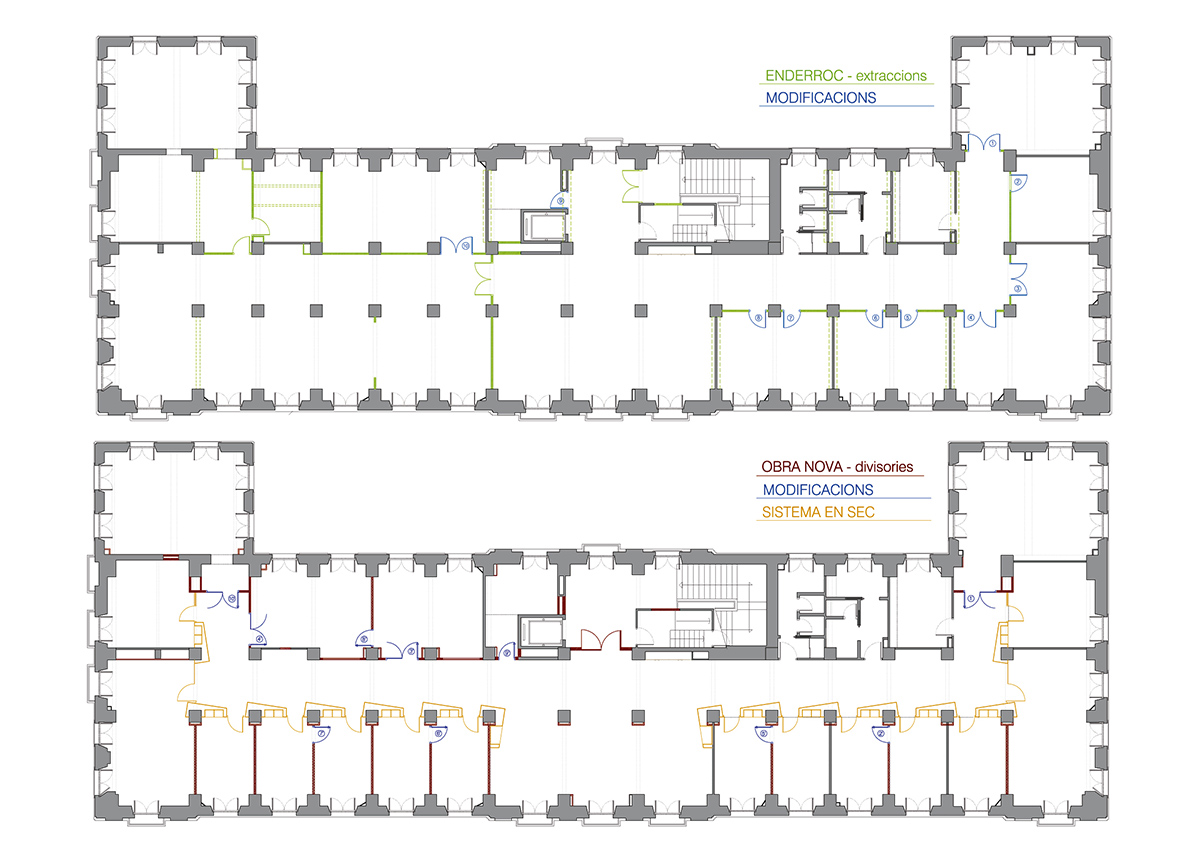 Obra nova i enderroc. Projecte de reforma i disseny 3D: 2013 - Formació d’un Viver d’empreses a la planta segona de l’Edifici Xifré d’Arenys de Mar