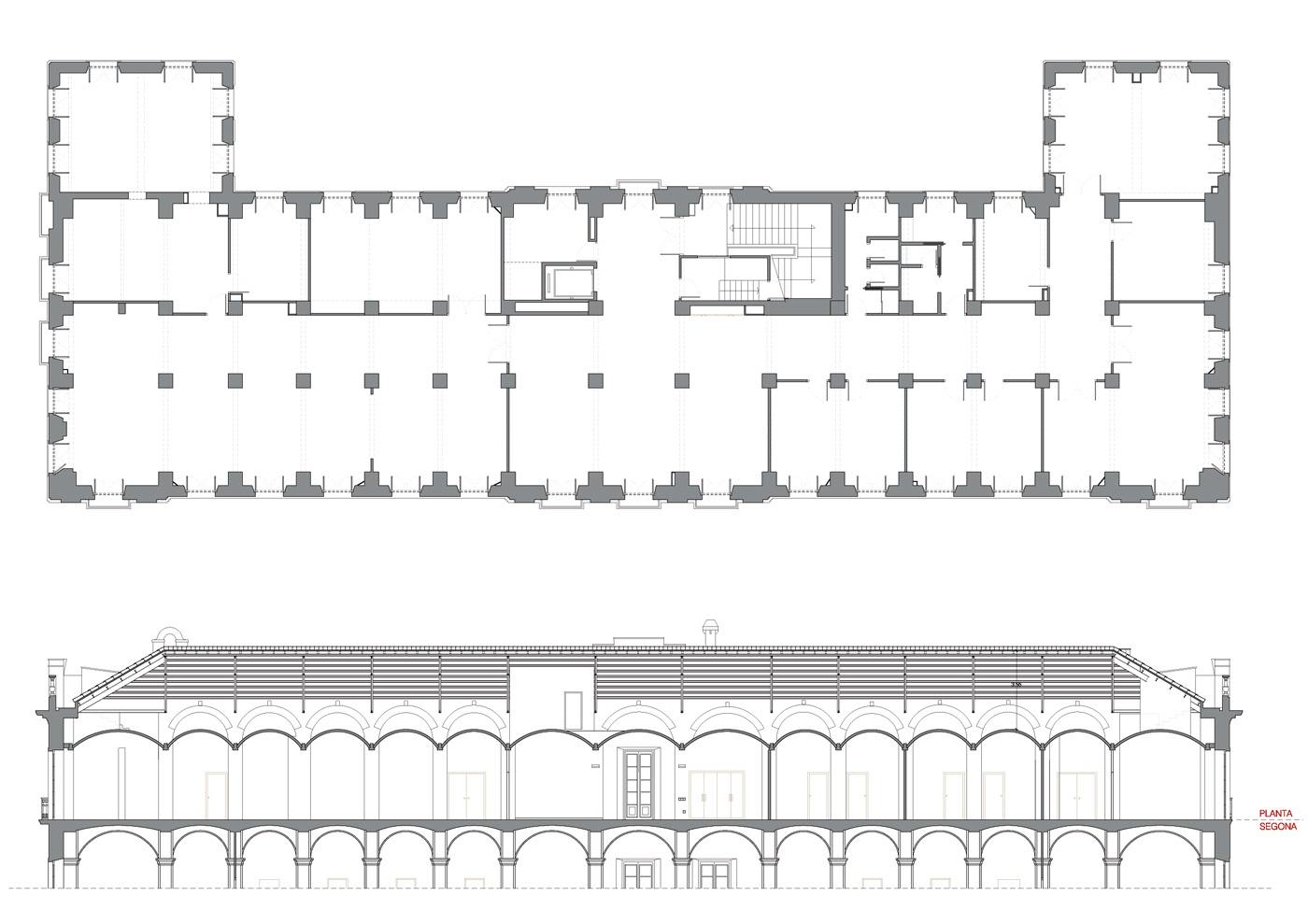 Planta estat actual. Projecte de reforma i disseny 3D: 2013 - Formació d’un Viver d’empreses a la planta segona de l’Edifici Xifré d’Arenys de Mar