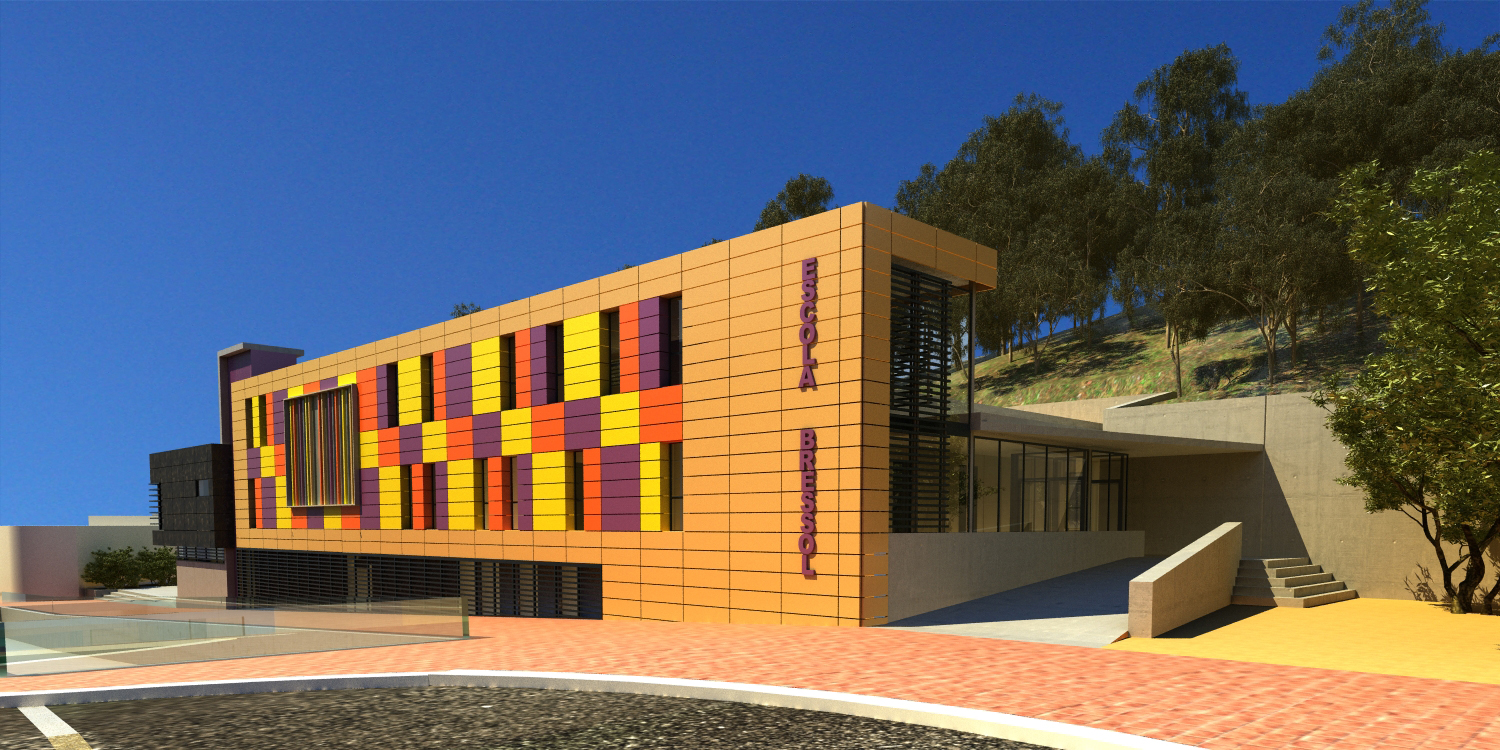 Disseny 3D façana principal. Projecte d'obra nova: 2009 Escola Bressol